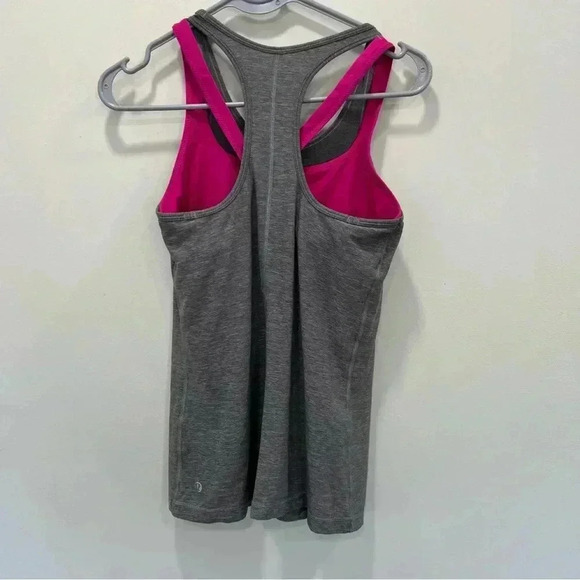 Lululemon Inspiration Tank II Heathered Slate/Jeweled Magenta Size 6 - Picture 7 of 9